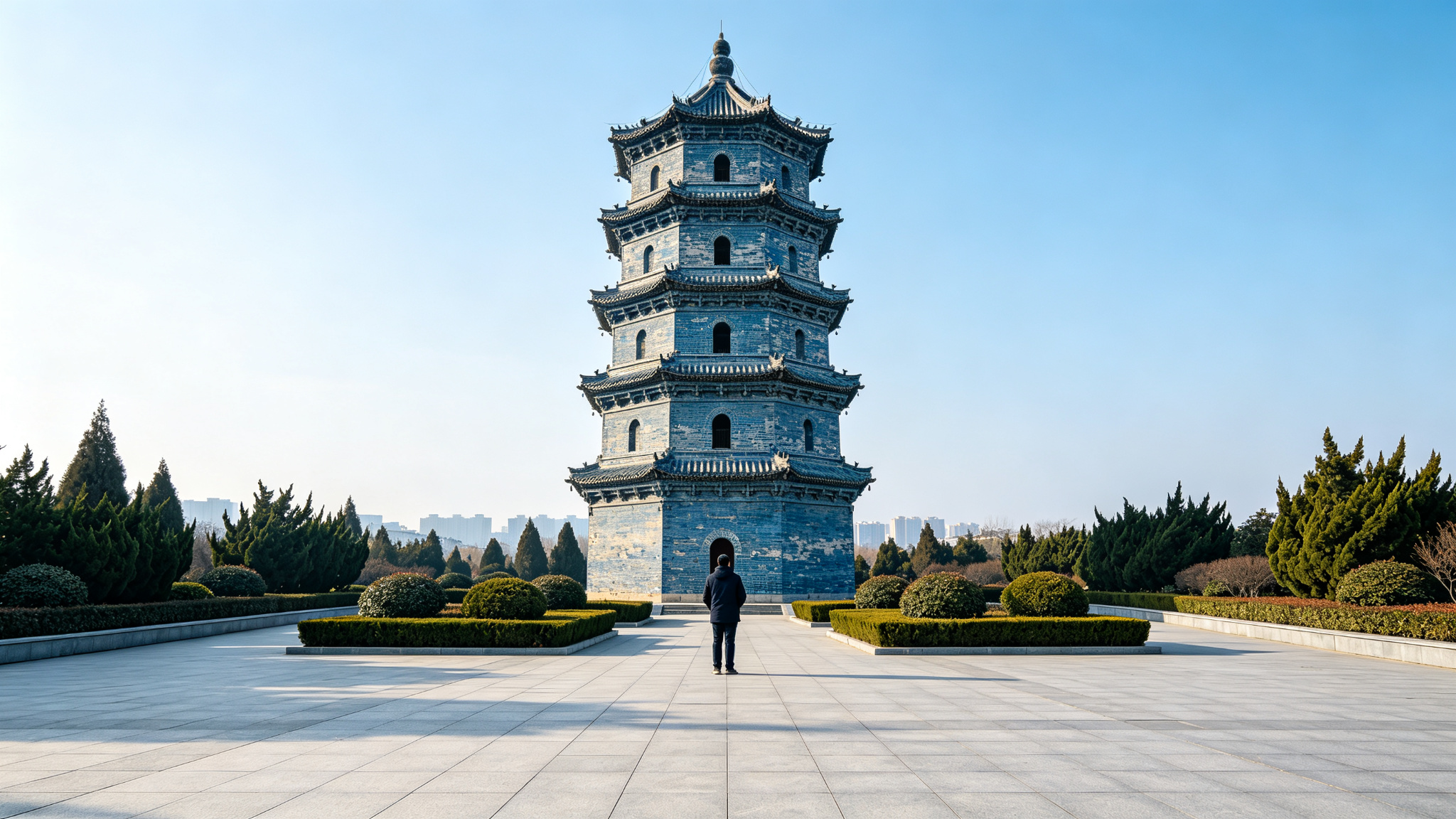 许昌文峰塔，八角十三层楼阁式砖塔，在老城街巷中高高耸立